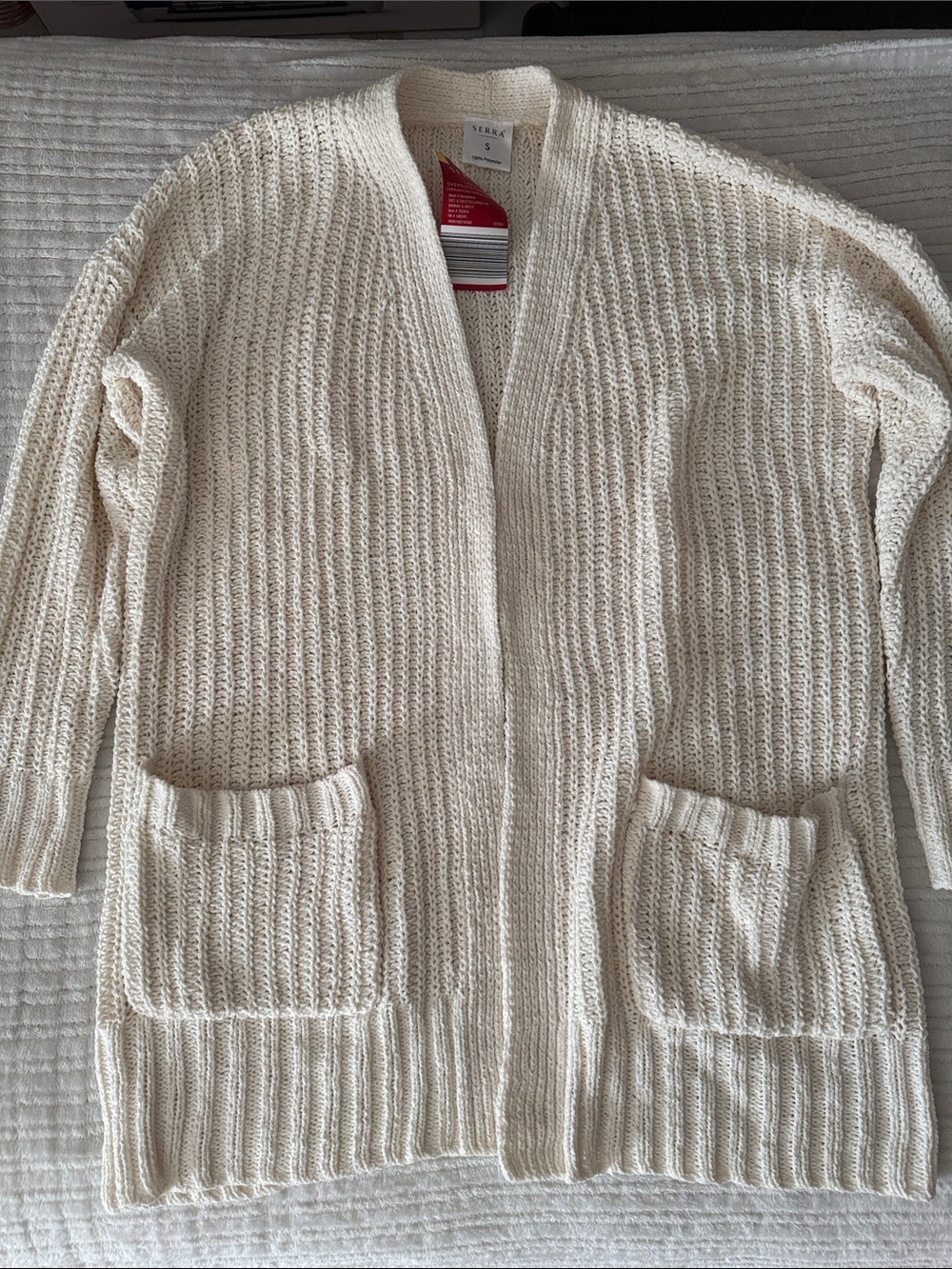 Cream Knit Cardigan with Pockets